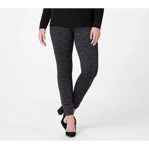 NWT NYDJ Ponte Leggings Sz 8 Gray Cheetah Print Full Length Pull On Stretch